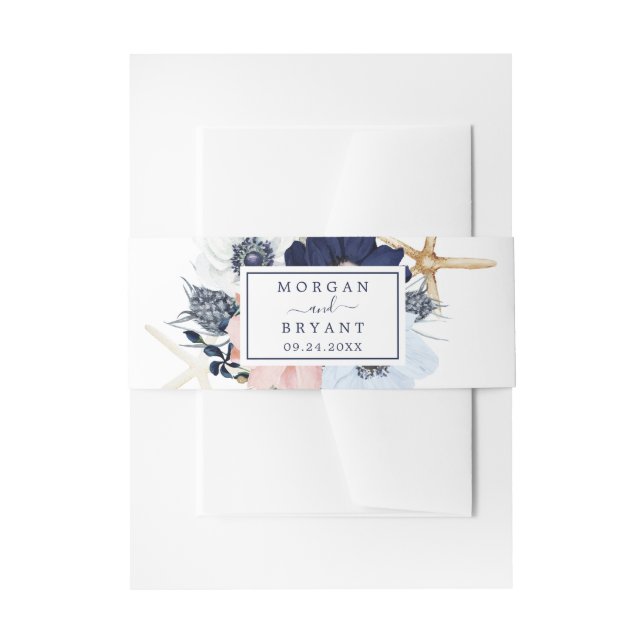 Modern Nautical | Floral Wedding Invitation Belly Band (Front Example)