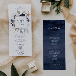 Modern Nautical   Floral Wedding Program