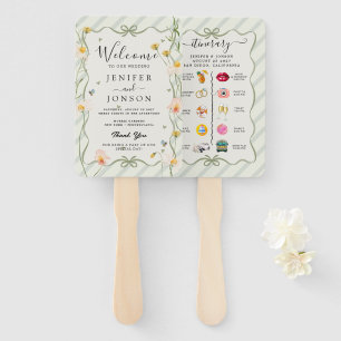 Modern Nautical   Floral Wedding Program Hand Fan