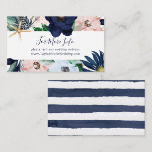 Modern Nautical   Floral Wedding Website Enclosure Card