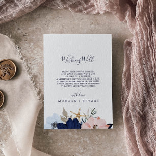 Modern Nautical Floral Wedding Wishing Well Card