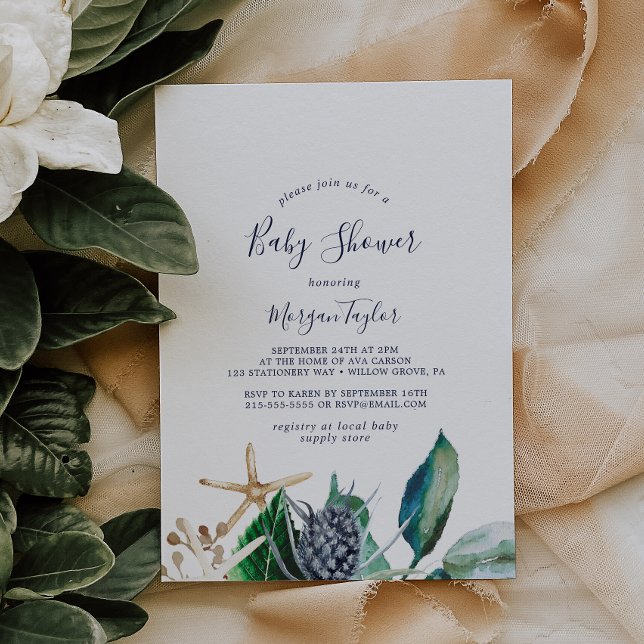 Modern Nautical | Greenery Baby Shower Invitation (Creator Uploaded)
