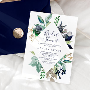 Modern Nautical   Greenery Bridal Shower Invitation