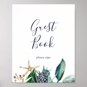 Modern Nautical   Greenery Guest Book Sign