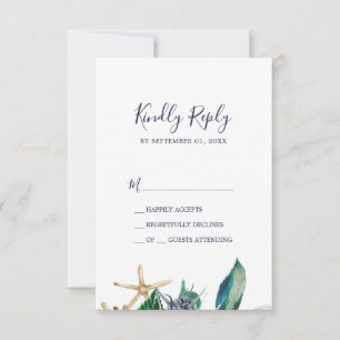Modern Nautical   Greenery Simple RSVP Card