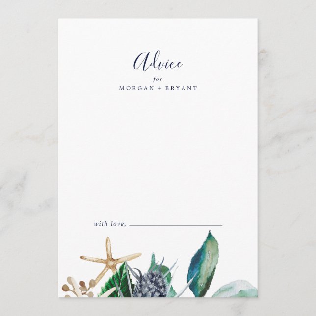 Modern Nautical | Greenery Wedding Advice Card (Front)