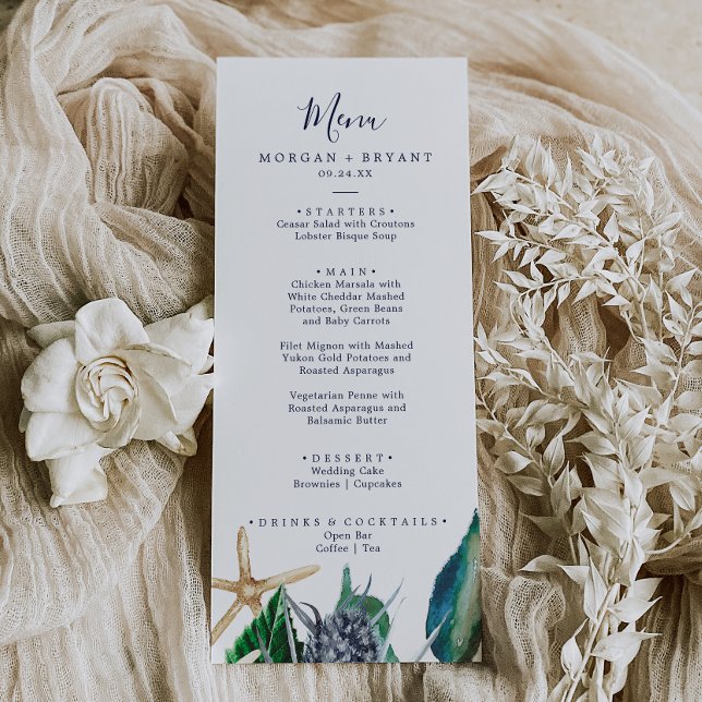 Modern Nautical | Greenery Wedding Dinner Menu (Creator Uploaded)