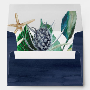 Modern Nautical   Greenery Wedding Invitation Envelope