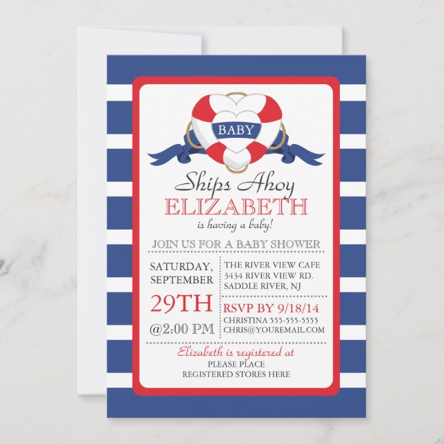 Modern Nautical Heart Buoy NEUTRAL Baby Shower Invitation (Front)