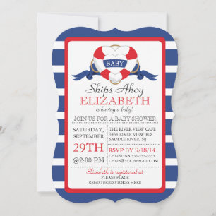 Modern Nautical Heart Buoy NEUTRAL Baby Shower Invitation