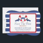Modern Nautical Heart Buoy Save The Date<br><div class="desc">Announce your wedding date to family and friends with our modern & fun save the date wedding announcement. Our stunning & stylish save the date announcement features a beautiful red and white stripe heart buoy with a navy blue banner ribbon set on a contemporary wide blue and white stripe background....</div>