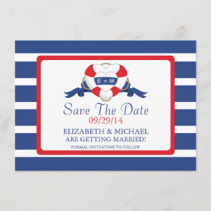 Modern Nautical Heart Buoy Save The Date Invitation