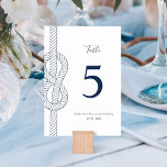 Modern Nautical Knot Rope Wedding Table Number<br><div class="desc">Add a nautical touch to your wedding reception table décor with these stylish modern table number cards, featuring a nautical rope knot on the left side, in classic white and navy blue colours. Find matching products in the collection, and feel free to contact me through Zazzle Chat for additional products,...</div>