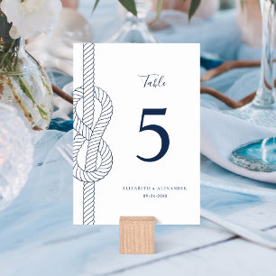 Modern Nautical Knot Rope Wedding Table Number