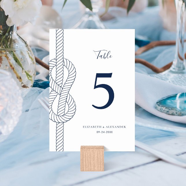 Modern Nautical Knot Rope Wedding Table Number (Creator Uploaded)