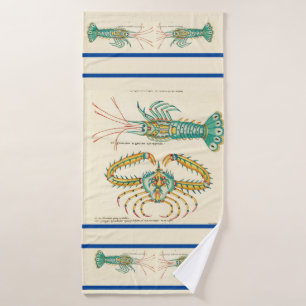 Modern Nautical Lobster Bathroom Ocean Blue Bath  Bath Towel Set