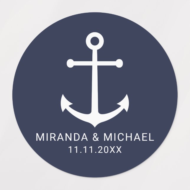 Modern Nautical Navy Blue Anchor Wedding Favour La (Design 1)