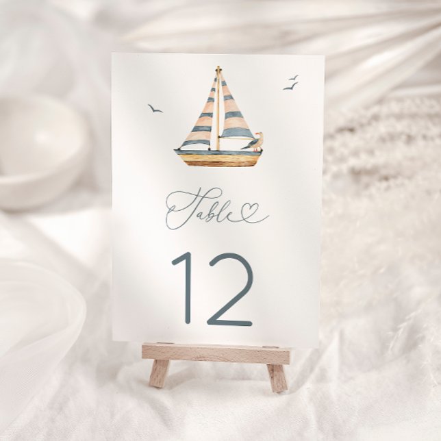 Modern Nautical Sailboat Table Number (Creator Uploaded)