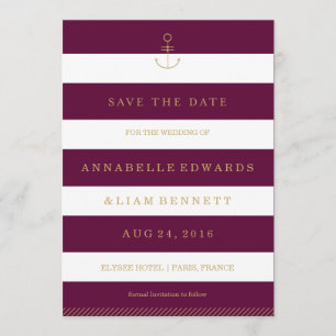 Modern nautical save the date card