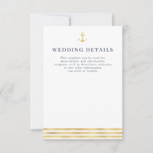 modern nautical sea wedding details card