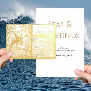 Modern Nautical Seas & Greetings, Orca Whale Foil Card