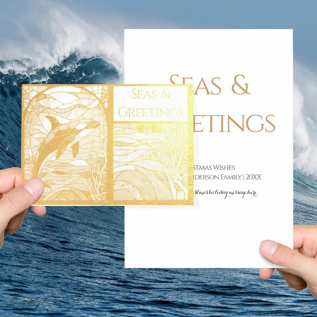 Modern Nautical Seas & Greetings, Orca Whale Foil Card (Creator Uploaded)