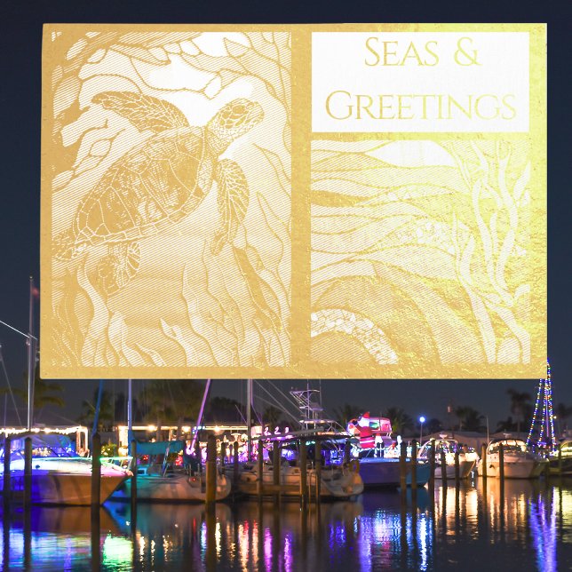 Modern Nautical Seas & Greetings, Sea Turtle Foil Card (Creator Uploaded)