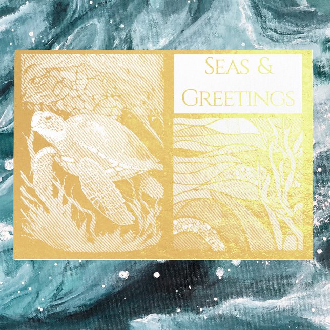 Modern Nautical Seas & Greetings, Sea Turtle Foil Card (Creator Uploaded)