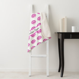 Modern Nautical Seashell Pink Shell Beach Pattern Sherpa Blanket