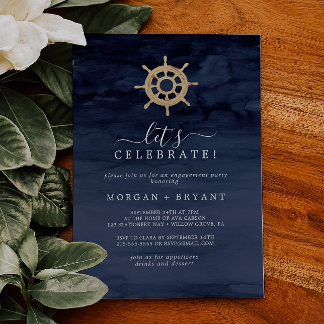 Modern Nautical | Ship Helm Let's Celebrate Invitation (Creator Uploaded)