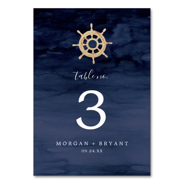 Modern Nautical | Ship Helm Table Number (Front)