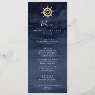 Modern Nautical   Ship Helm Wedding Dinner Menu