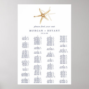 Modern Nautical   Starfish Alphabetical Seating Poster