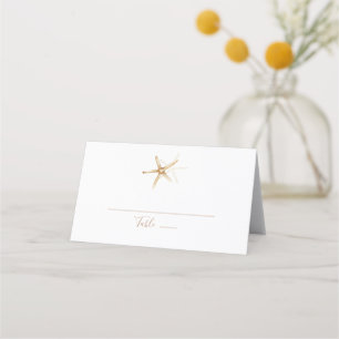 Modern Nautical   Starfish Brown Wedding Place Card