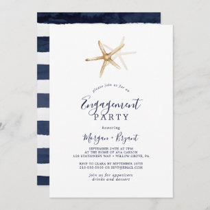 Modern Nautical   Starfish Engagement Party Invitation