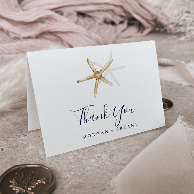 Modern Nautical | Starfish Folded Wedding Thank You Card (Creator Uploaded)