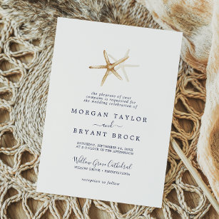 Modern Nautical   Starfish Formal Wedding Invitation