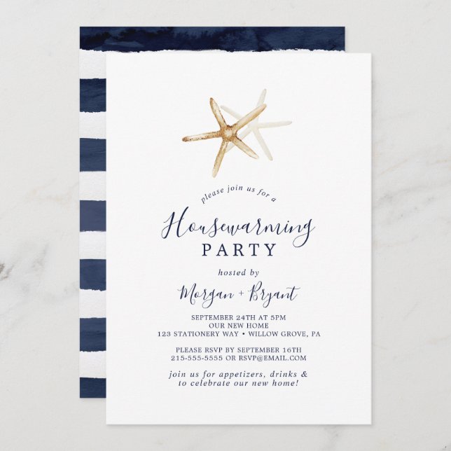 Modern Nautical | Starfish Housewarming Party Invitation (Front/Back)