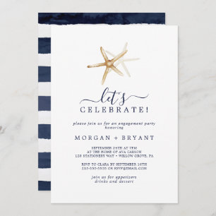 Modern Nautical   Starfish Let's Celebrate Invitation