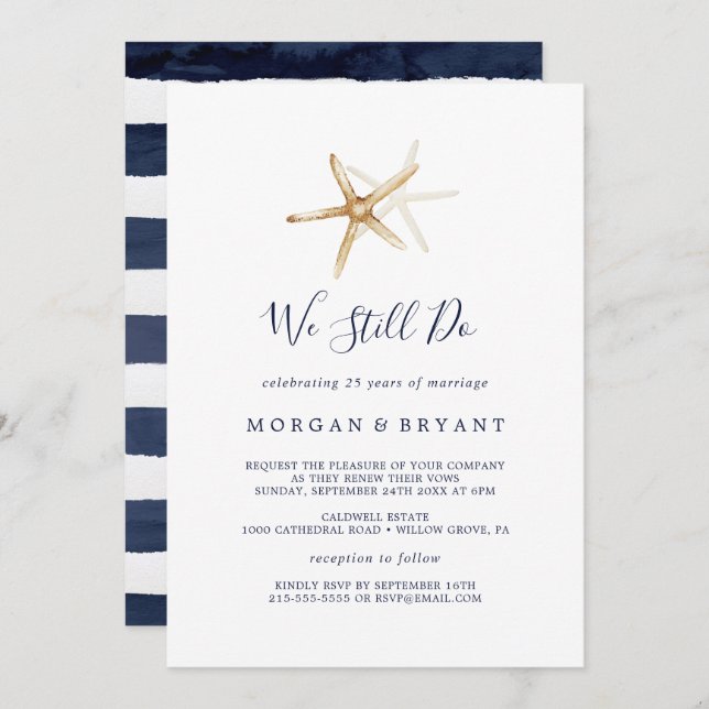 Modern Nautical | Starfish We Still Do Vow Renewal Invitation (Front/Back)