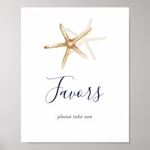 Modern Nautical   Starfish Wedding Favors Sign
