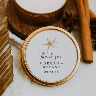 Modern Nautical   Starfish Wedding Favour Sticker