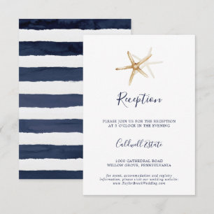 Modern Nautical   Starfish Wedding Reception Enclosure Card