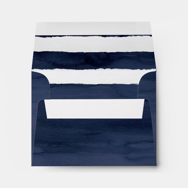 Modern Nautical | Striped Self-Addressed RSVP Envelope (Back (Bottom))