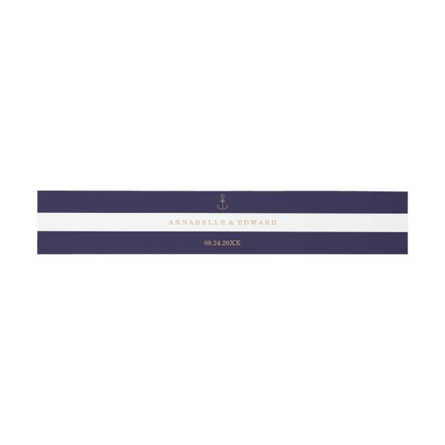 Modern nautical stripes wedding Belly Band Invitation Belly Band (Flat)