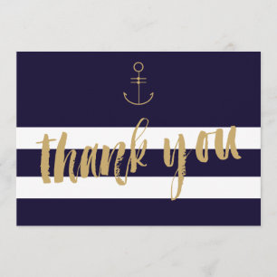 Modern nautical stripes wedding thank you