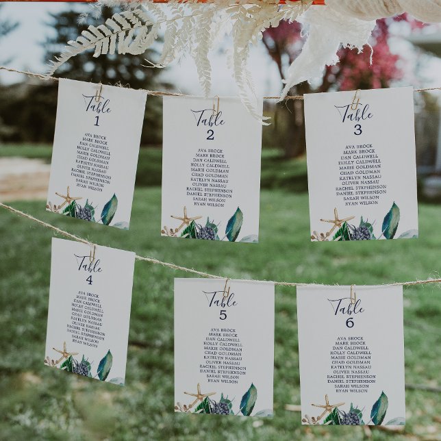 Modern Nautical Table Number Seating Chart Cards (Creator Uploaded)