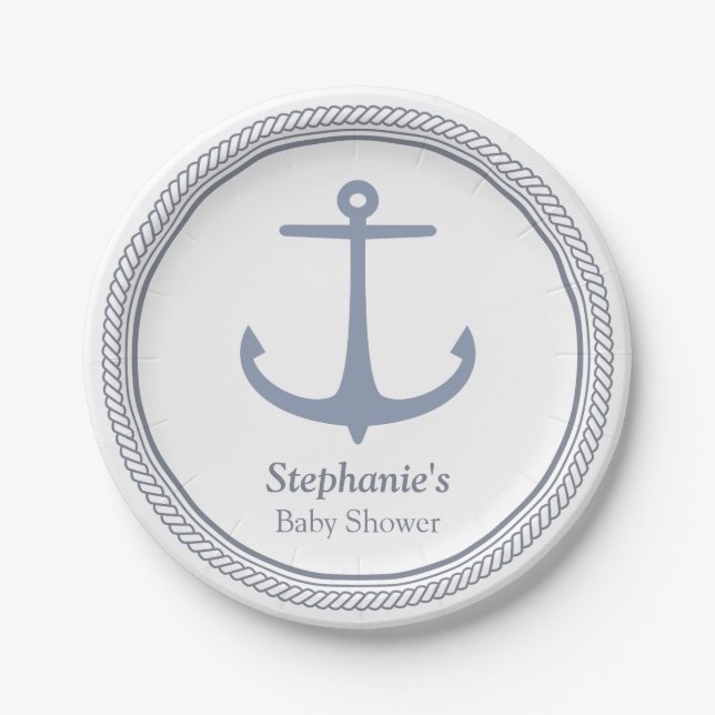 Modern Nautical Themed Baby Shower Supplies Paper Plate (Front)