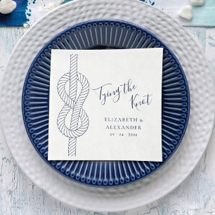 Modern Nautical Tying The Knot Wedding Napkin