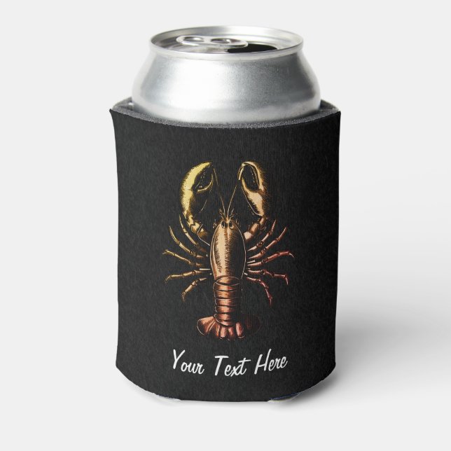 Modern Nautical vintage Lobster Personalised  Can Cooler (Can Back)
